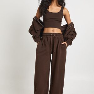 Deep Hem Crop Top 3 Piece Hooded Tracksuit