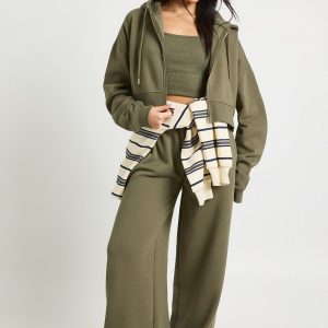 Deep Hem Crop Top 3 Piece Hooded Tracksuit