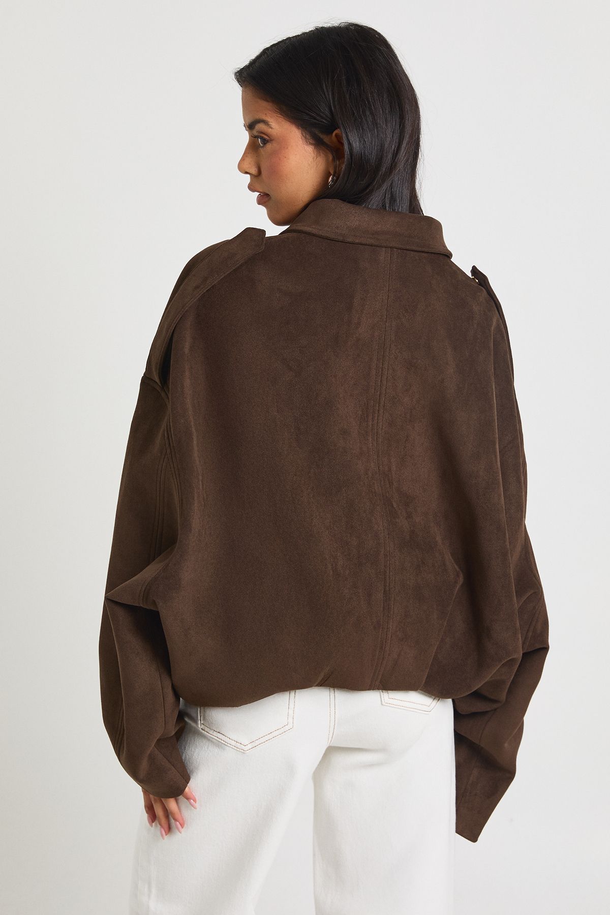 Suede Bubble Hem Bomber Jacket - Image 2
