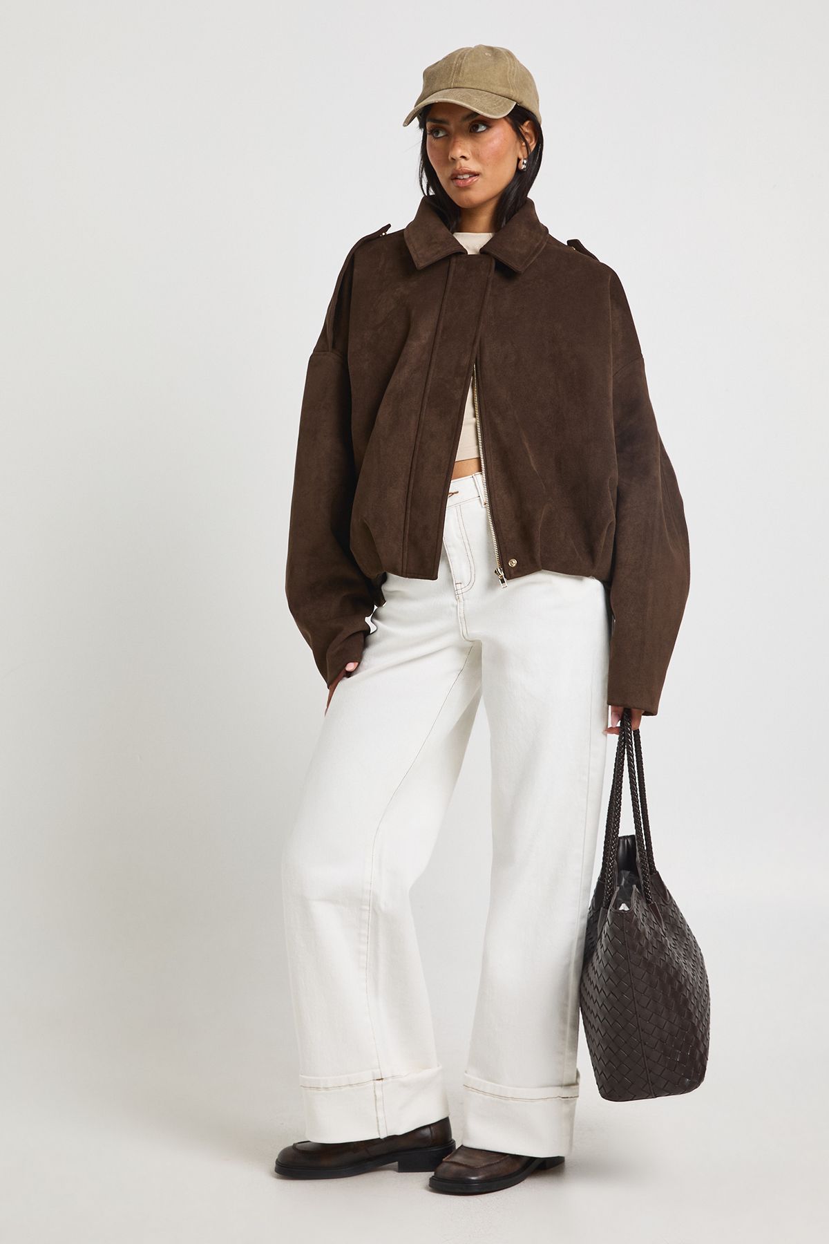 Suede Bubble Hem Bomber Jacket - Image 3