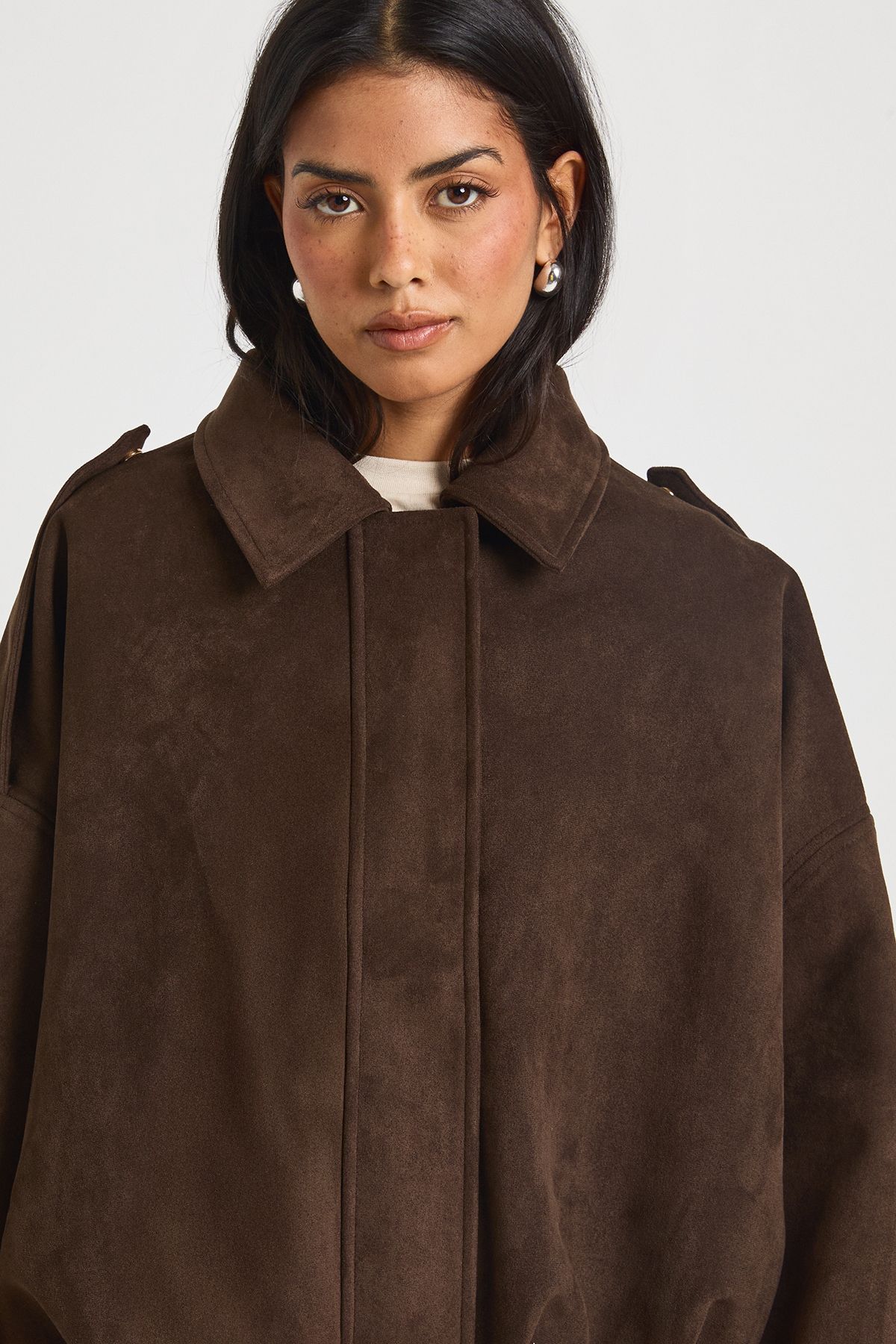 Suede Bubble Hem Bomber Jacket - Image 4