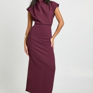 Ruched Waist Open Back Midaxi Dress