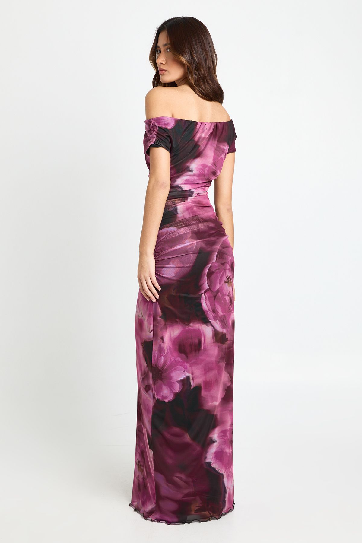 Off The Shoulder Mesh Maxi Dress - Image 2
