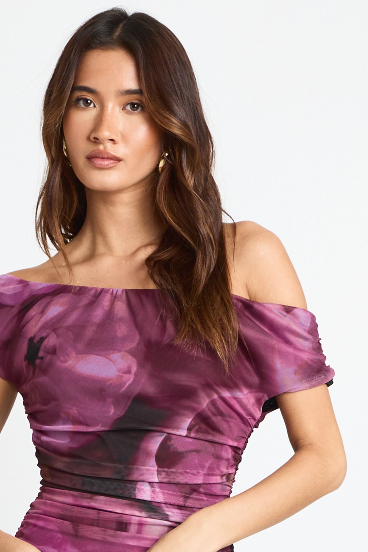 Off The Shoulder Mesh Maxi Dress - Image 4