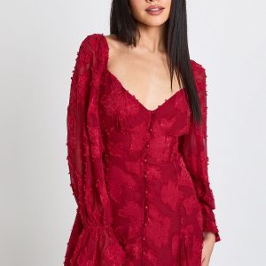 Burnout Floral Godet Hem Mini Dress