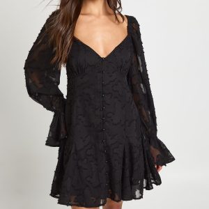 Burnout Floral Godet Hem Mini Dress
