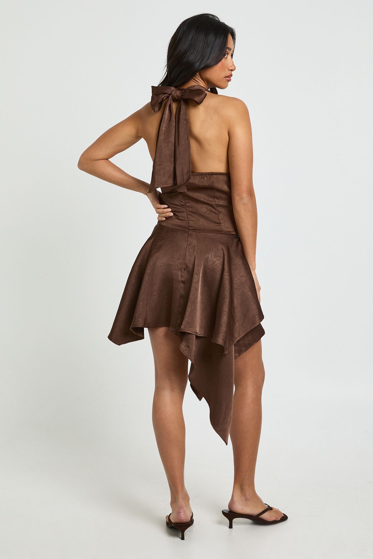 Petite Textured Satin Cowl Neck Mini Dress - Image 2