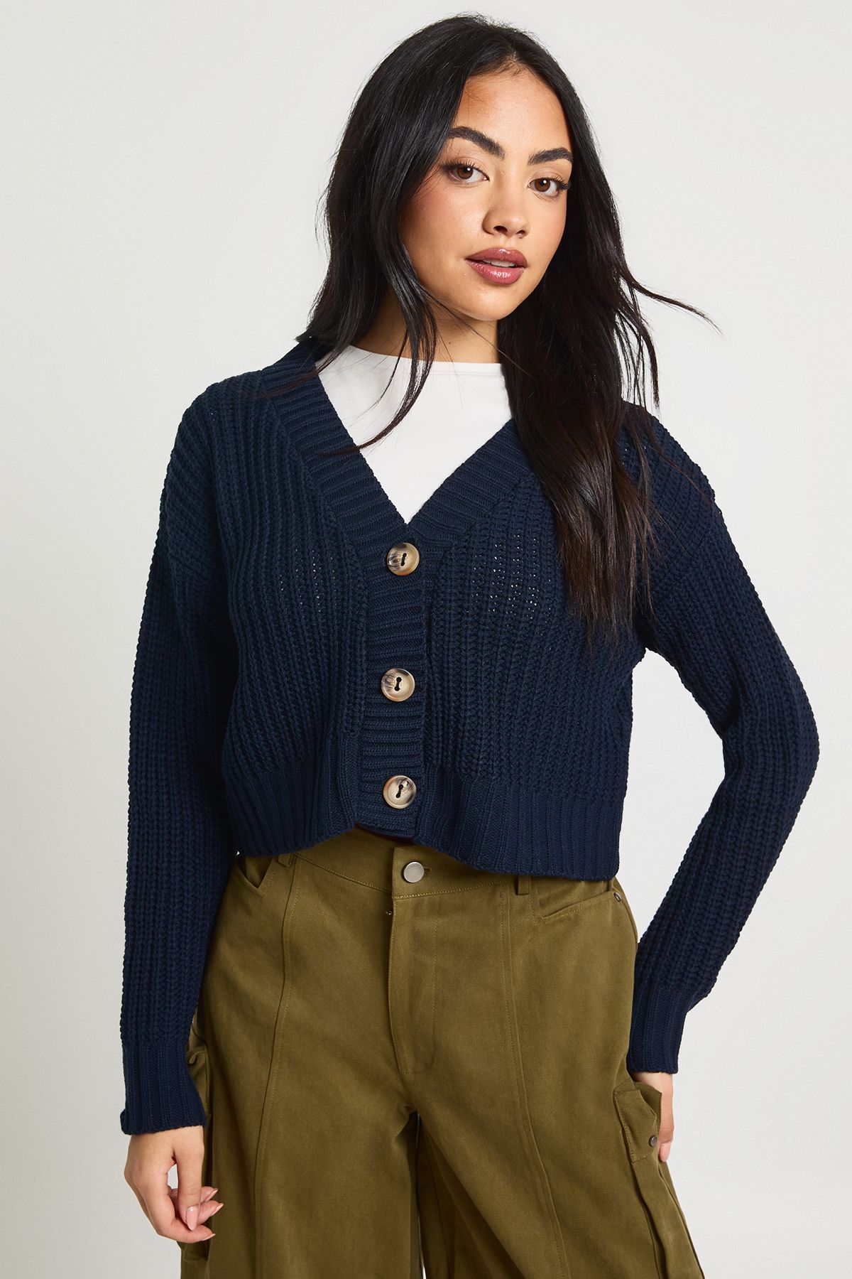 Button Through Crop Cardigan