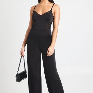 Lace Panel Wide Leg Jumpsuit