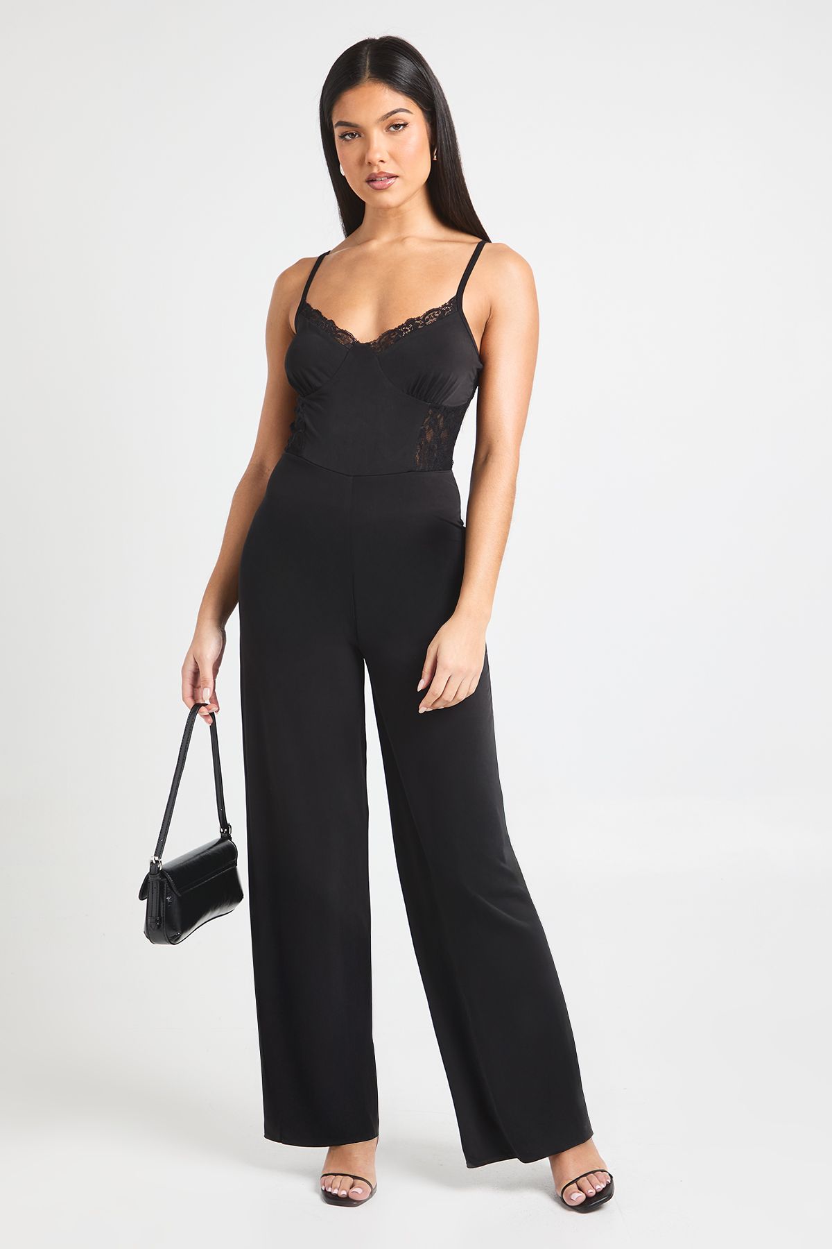 Lace Panel Wide Leg Jumpsuit