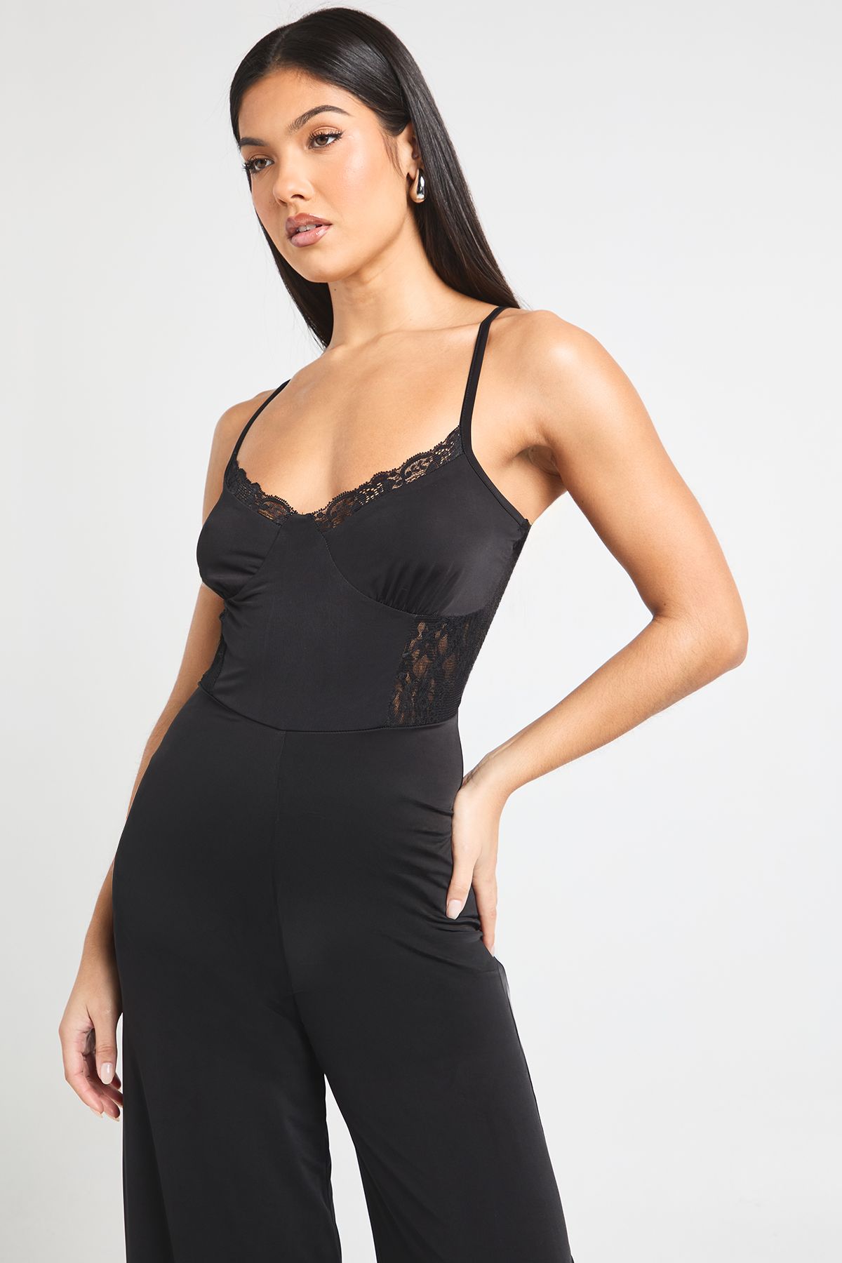 Lace Panel Wide Leg Jumpsuit - Image 4