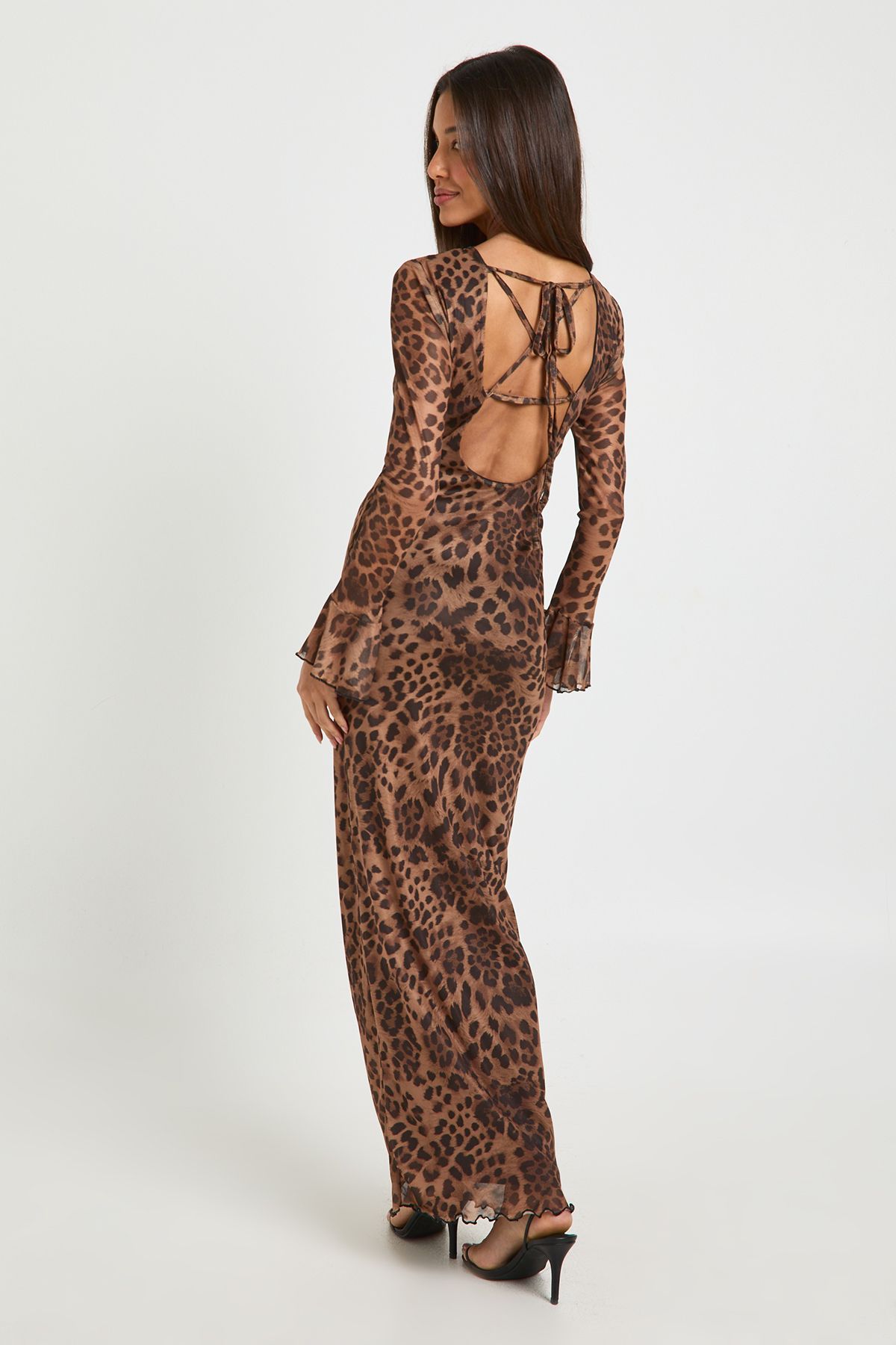 Leopard Mesh Lace Back Maxi Dress - Image 2