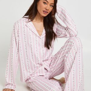 Tall Bow Print Long Sleeve Shirt & Trouser Pyjama Set