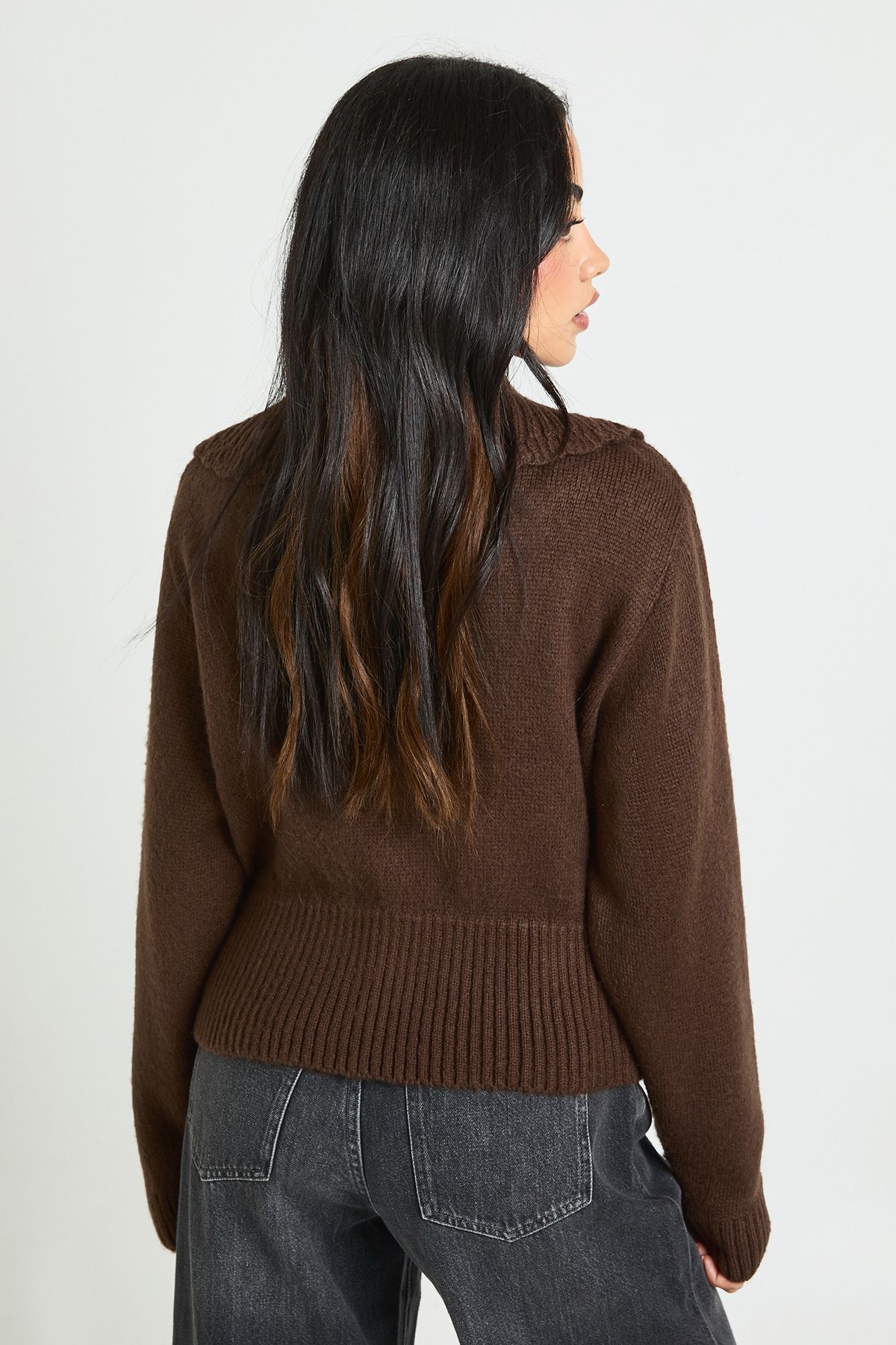 Oversized Collar Knitted Polo Jumper - Image 2