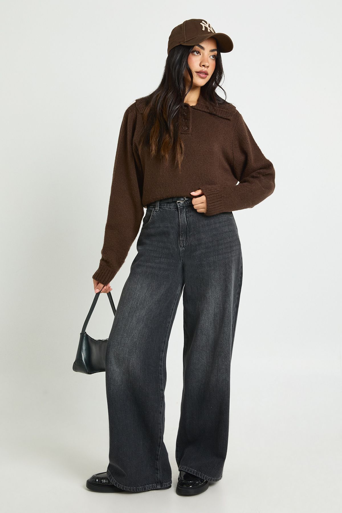 Oversized Collar Knitted Polo Jumper - Image 3