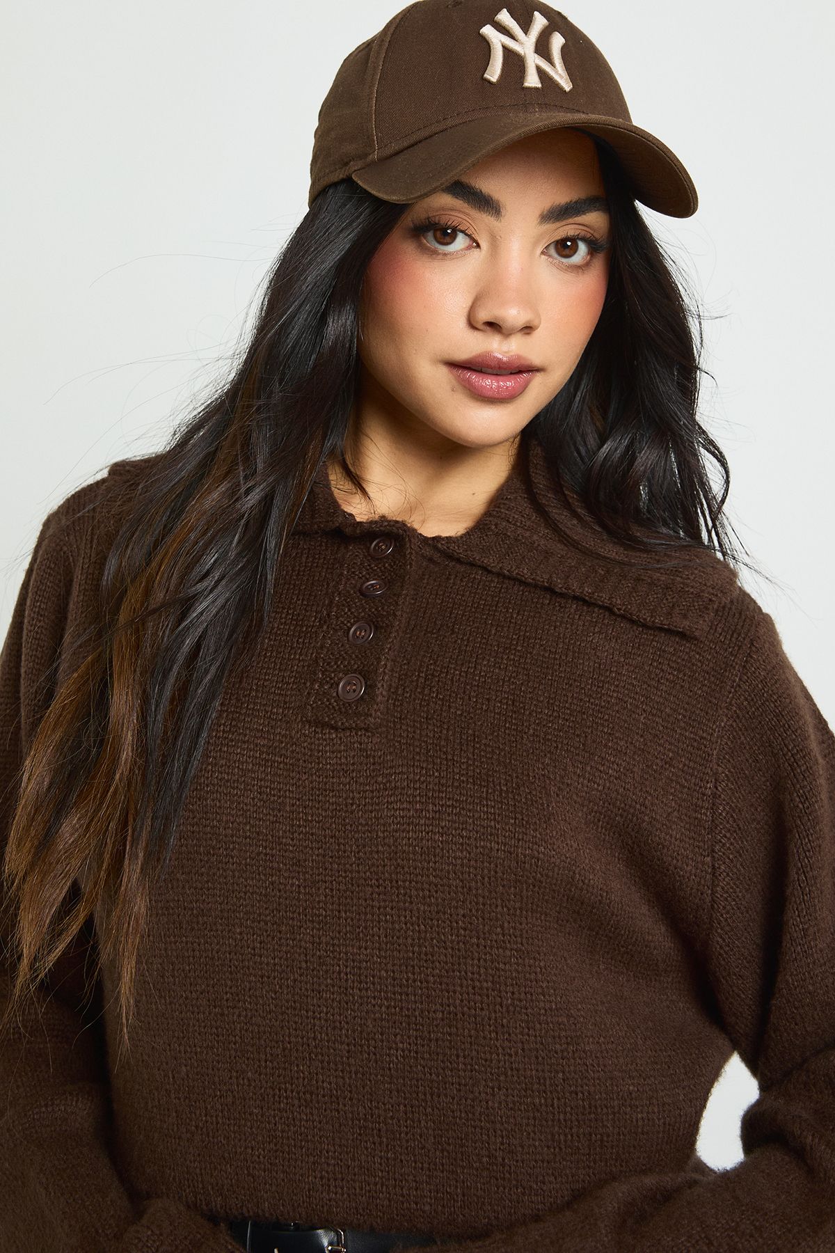 Oversized Collar Knitted Polo Jumper - Image 4