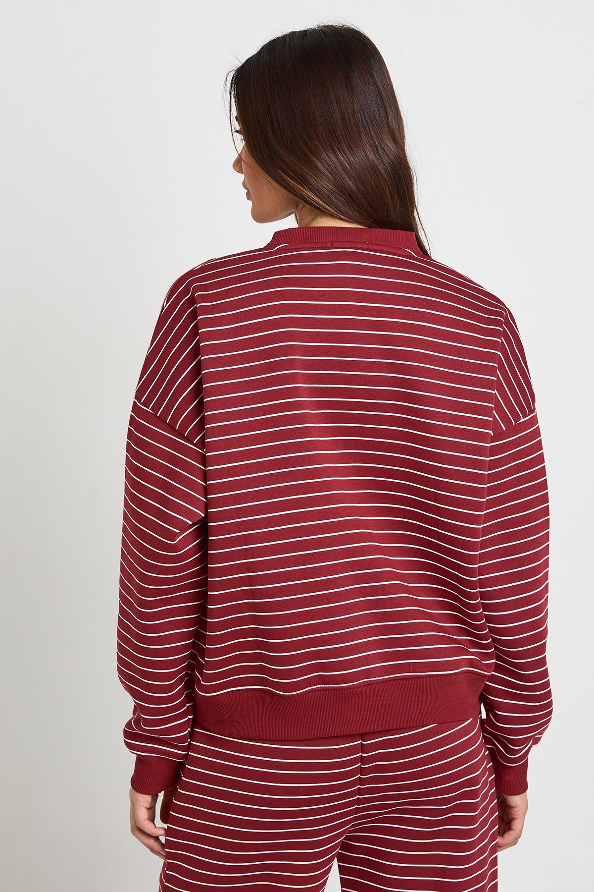 Stripe High Neck Cardigan Sweatshirt - Image 2