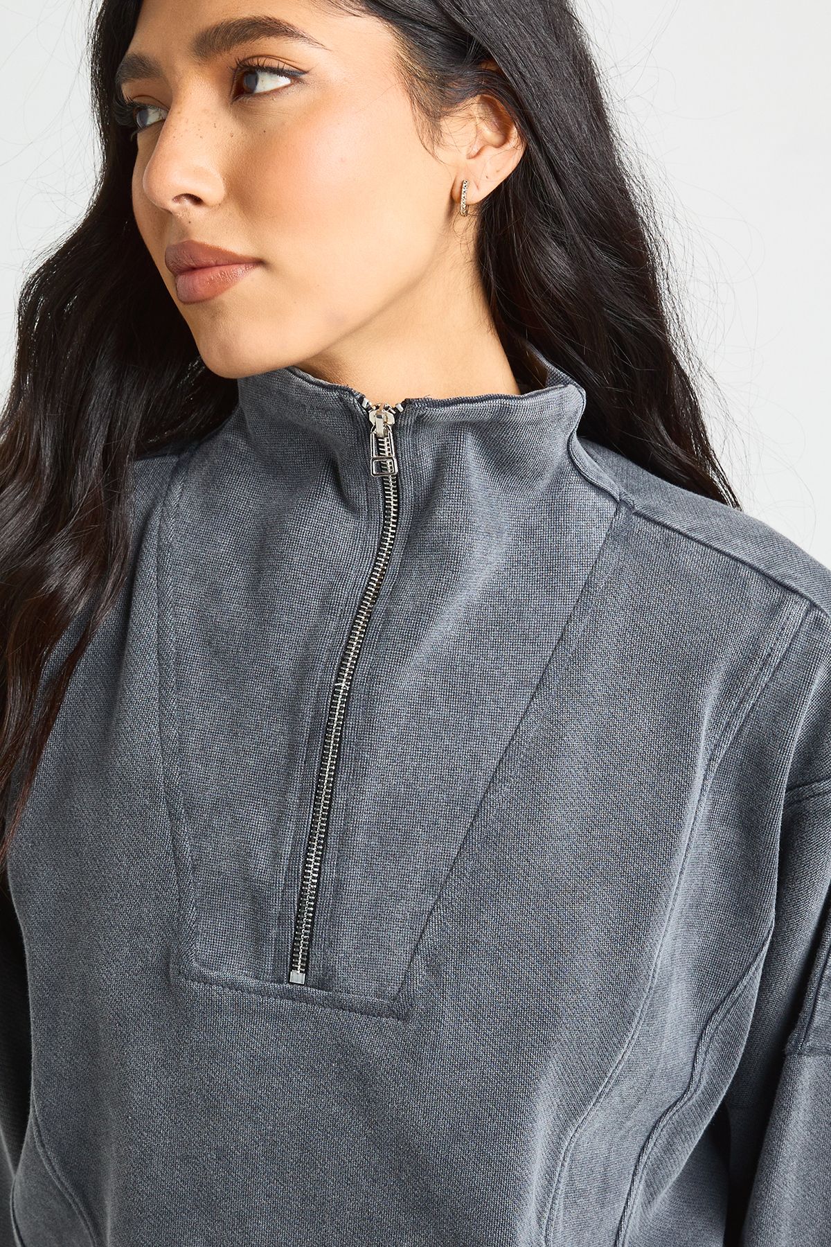 Tall Washed Half Zip Funnel Neck Tracksuit - Image 4