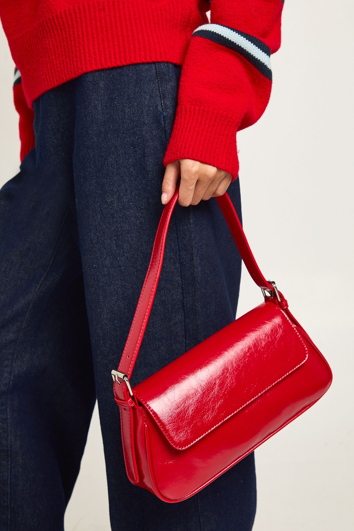 Structured Fold Over Shoulder Bag