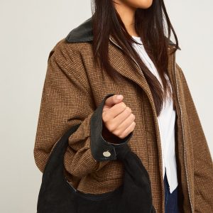 Faux Suede Knot Handle Grab Bag