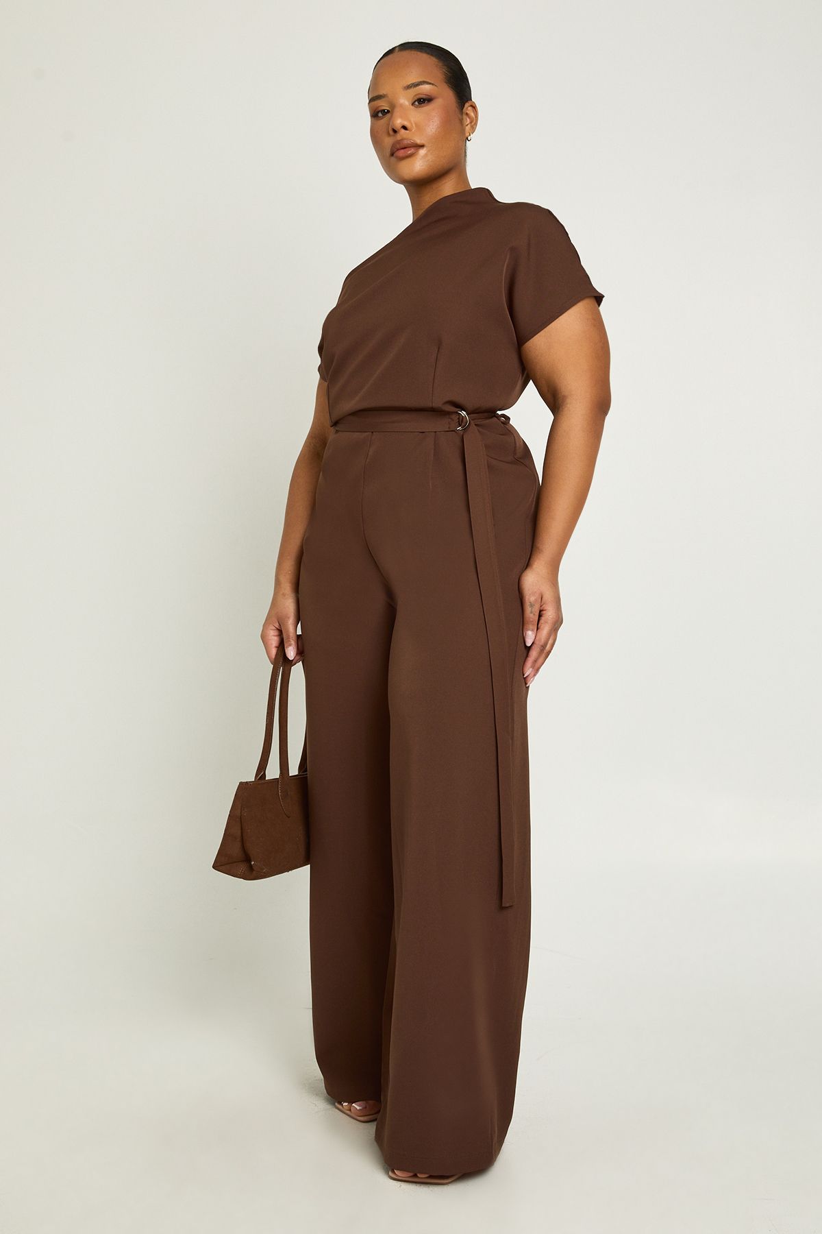 Plus Asymmetric Belted Jumpsuit