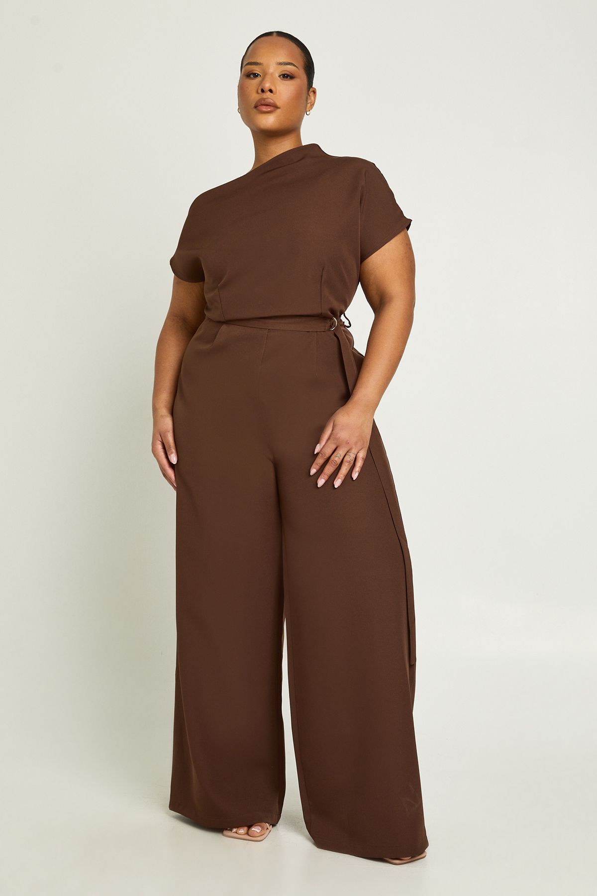 Plus Asymmetric Belted Jumpsuit - Image 3