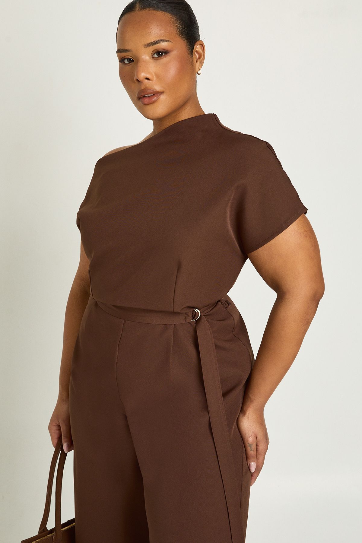 Plus Asymmetric Belted Jumpsuit - Image 4