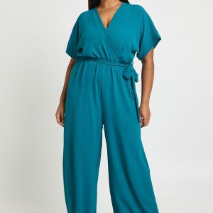 Plus Woven Belted Wide Leg Jumpsuit