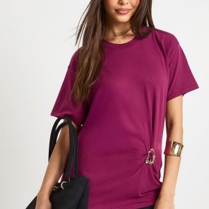 Ring Trim Gathered T-Shirt