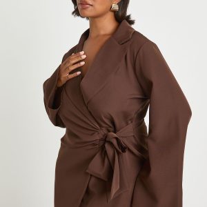 Plus Tie Waist Tailored Blazer Dress