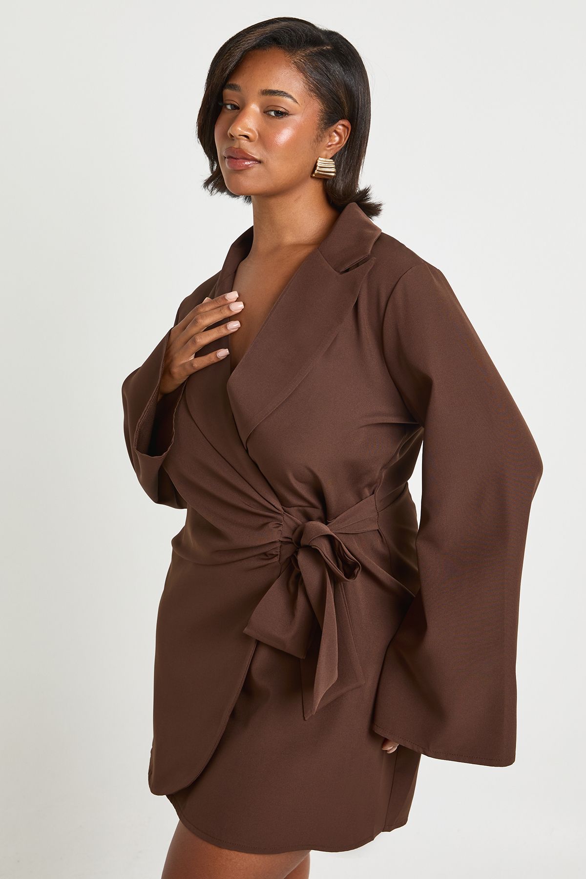 Plus Tie Waist Tailored Blazer Dress