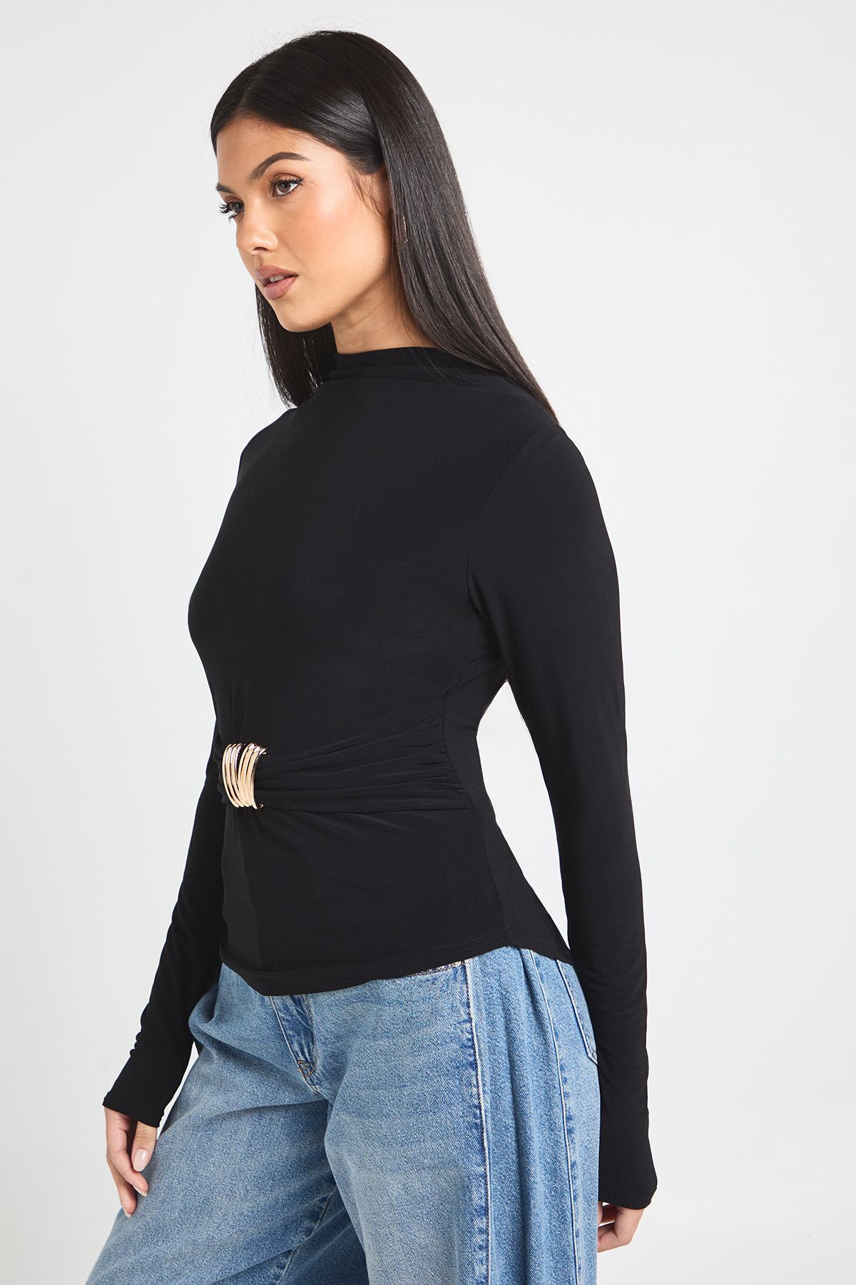 Trim Detail Grown On Neck Long Sleeve - Image 3