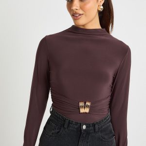 Trim Detail Grown On Neck Long Sleeve