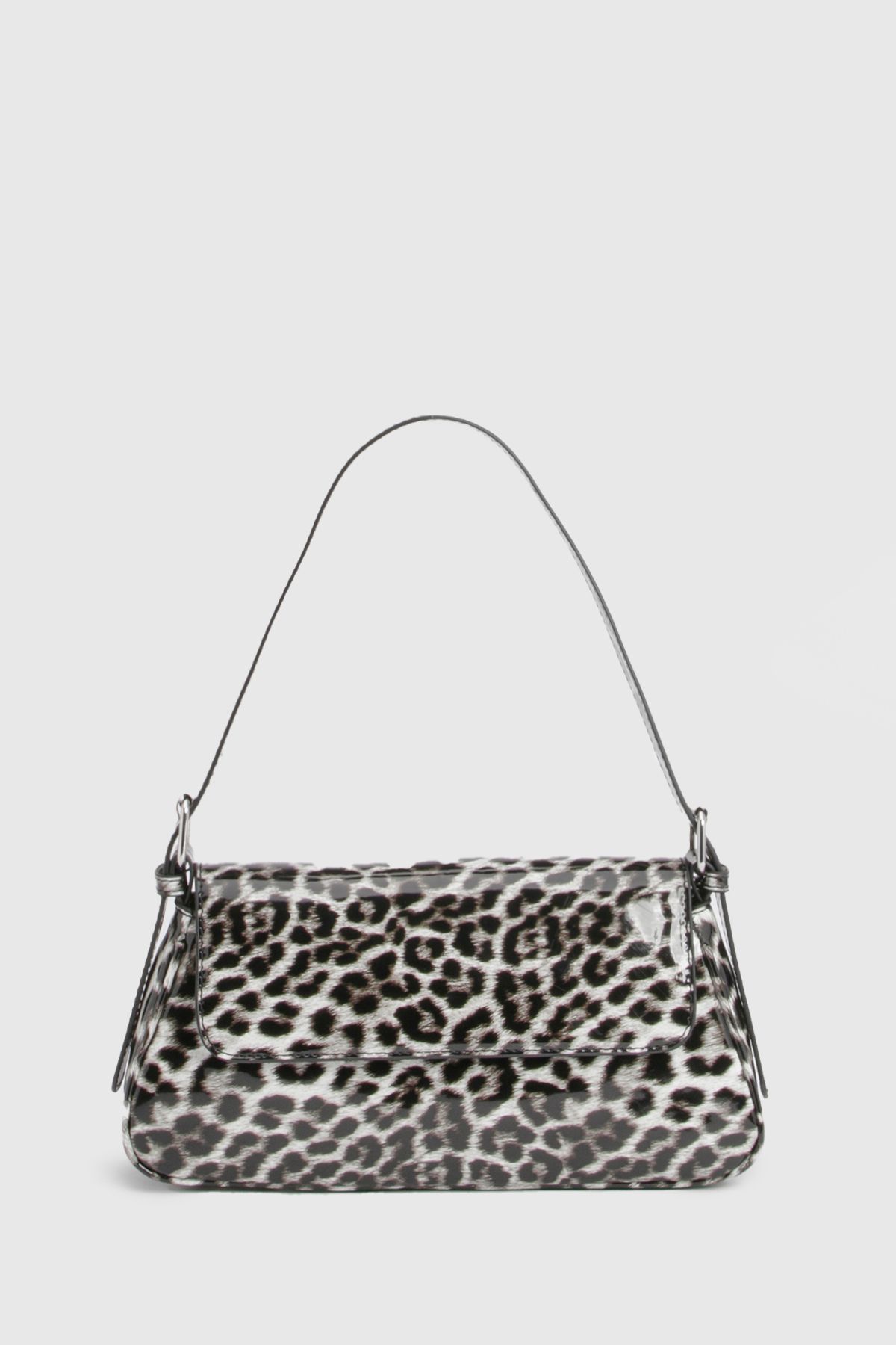 Leopard Print Structured Fold Over Shoulder Bag - Image 2