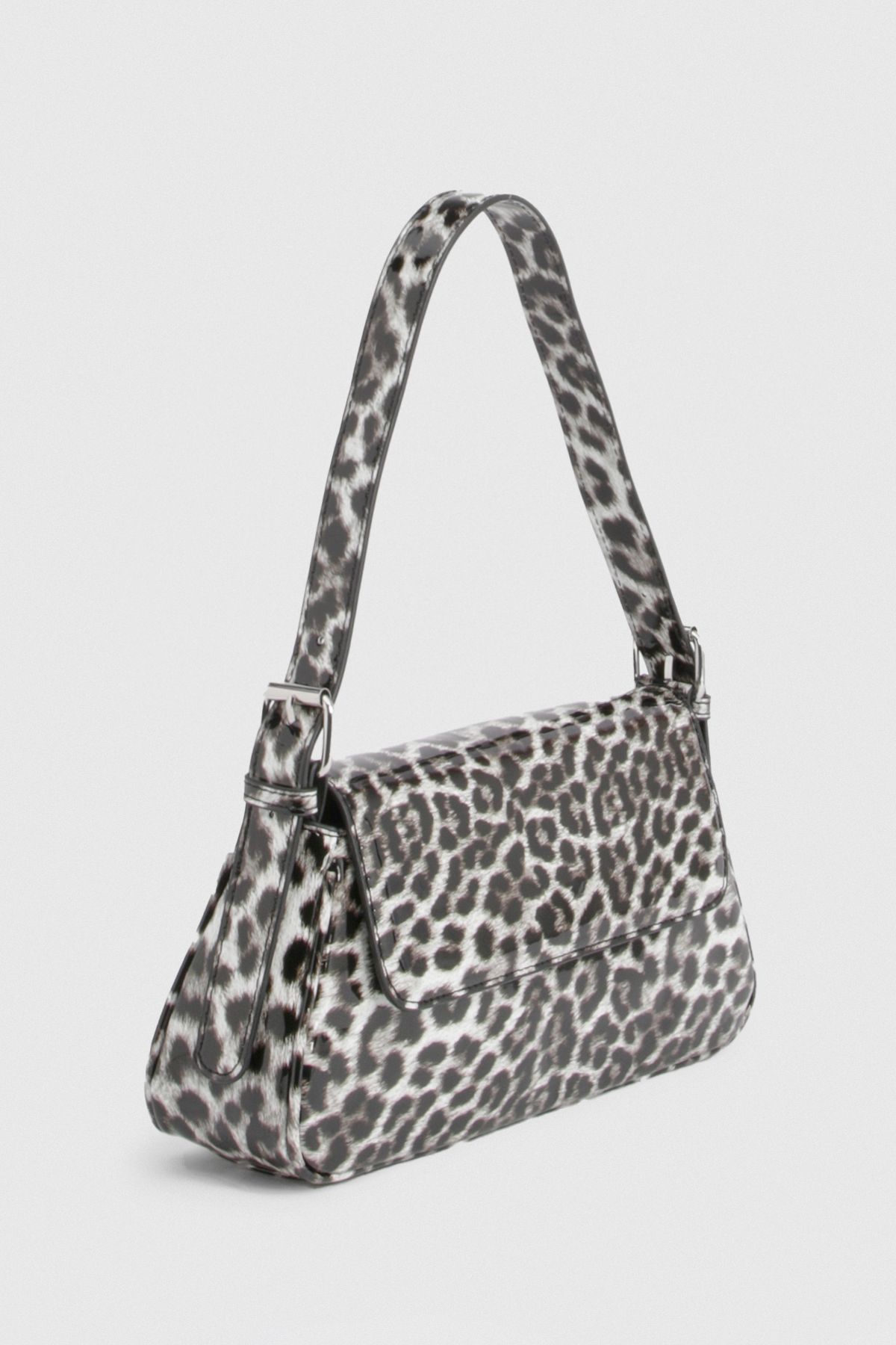 Leopard Print Structured Fold Over Shoulder Bag - Image 3