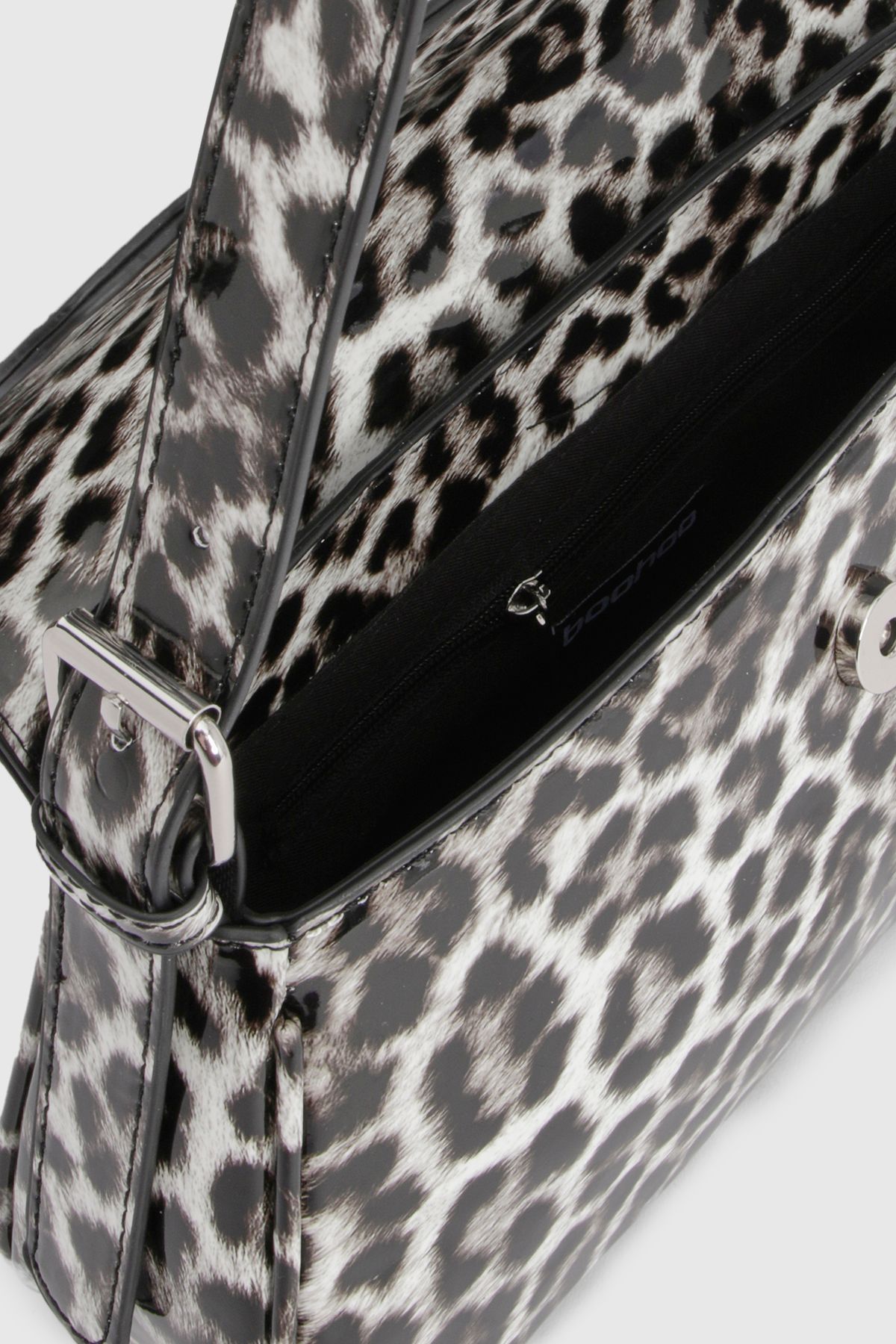 Leopard Print Structured Fold Over Shoulder Bag - Image 4