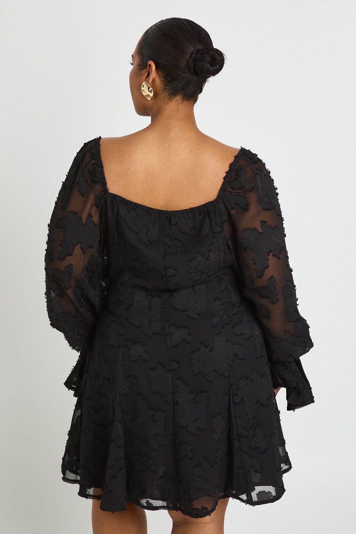 Plus Burnout Floral Godet Hem Mini Dress - Image 2