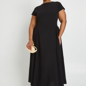 Plus Textured Volume Skirt Midaxi Dress