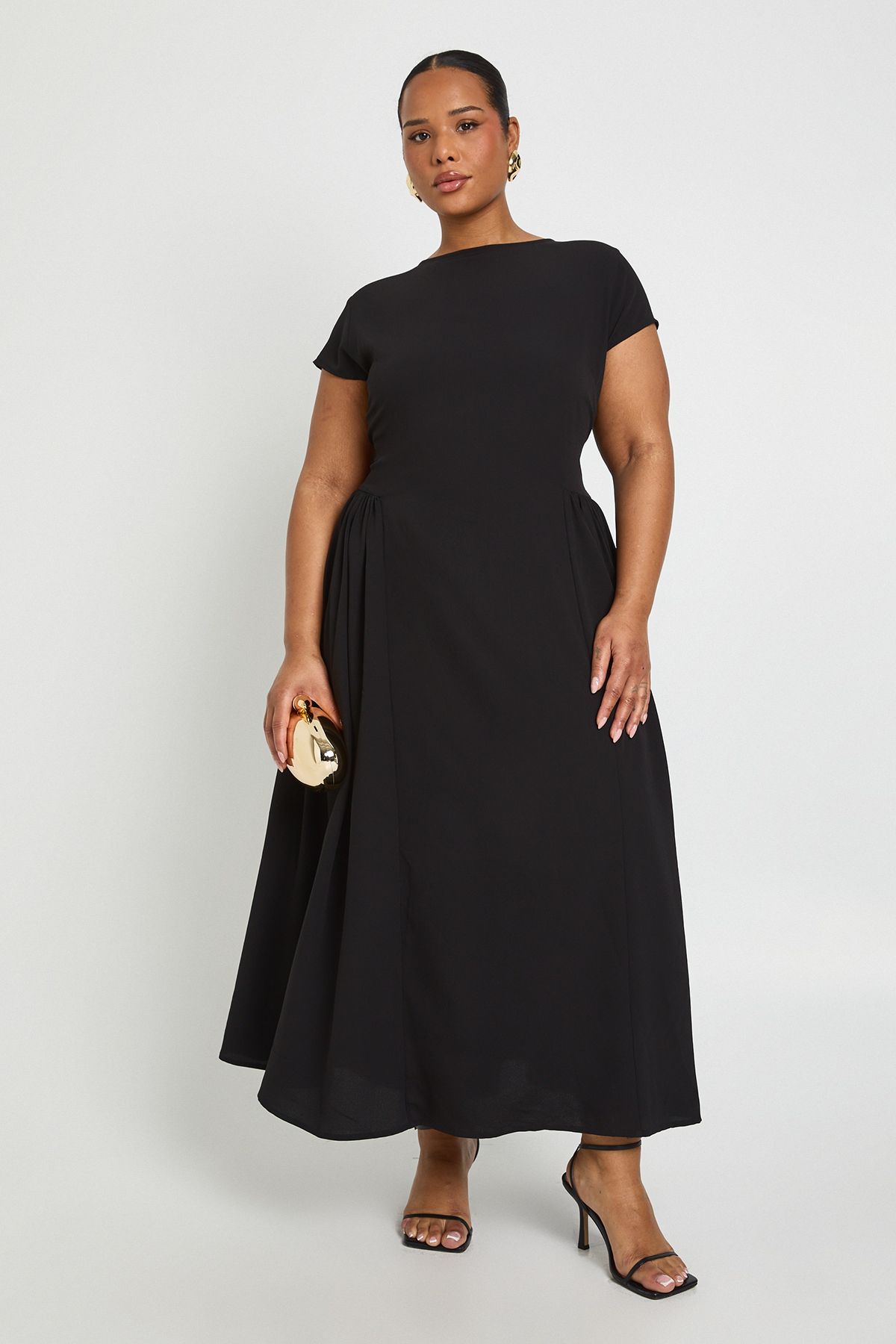 Plus Textured Volume Skirt Midaxi Dress - Image 3