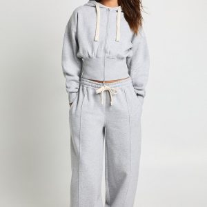 Contrast Drawcord Pintuck Oversized Cuffed Jogger