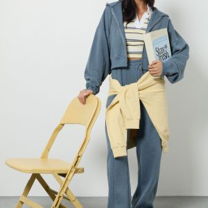Pintuck Detail Deep Waistband Wide Leg Jogger