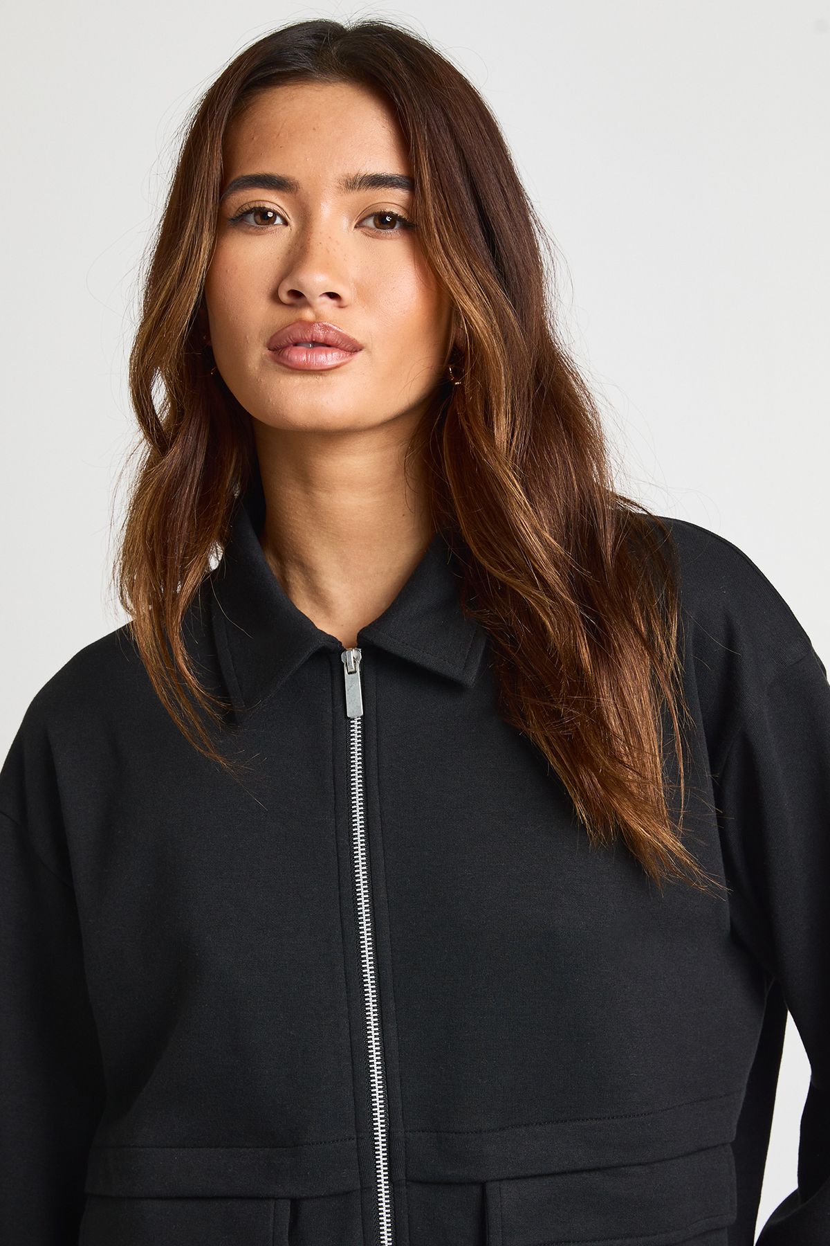 Interlock Cargo Pocket Zip Through Bomber Sweatshirt - Image 4