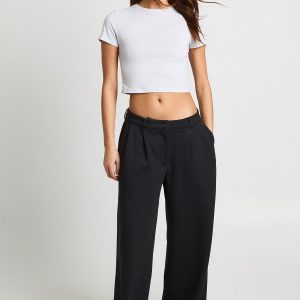 Interlock Front Pleat Wide Leg Jogger
