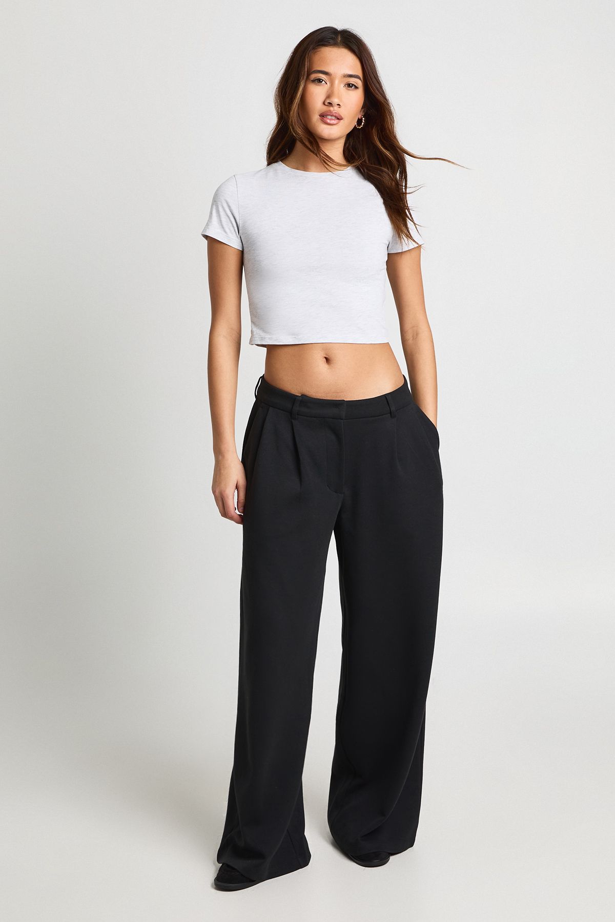 Interlock Front Pleat Wide Leg Jogger
