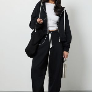 Contrast Drawcord Oversized Hoodie Tracksuit
