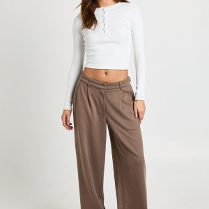 Interlock Front Pleat Wide Leg Jogger