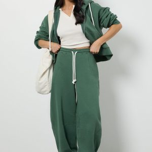 Contrast Drawcord Oversized Hoodie Tracksuit