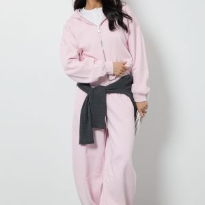 Boxy Zip Through Hoodie And Barrel Leg Jogger Tracksuit