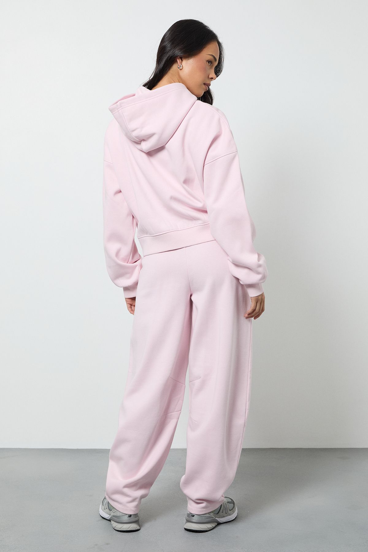Boxy Zip Through Hoodie And Barrel Leg Jogger Tracksuit - Image 2