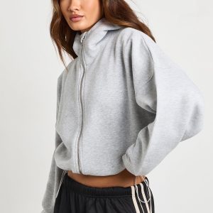Funnel Neck Zip Through Hoodie With Toggles